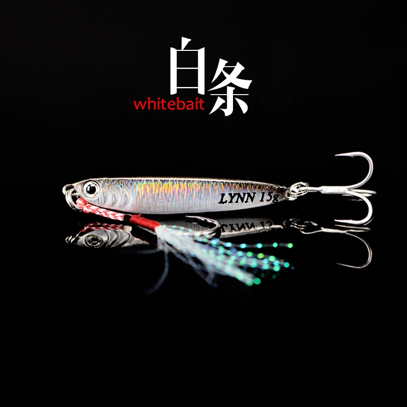 Jigs Fishing Lure White Bait Super Long Cast Shore Jigbait Artificial Lure Jig Fish Spoons 7g/10g/15g/20g Treble Hooks Fast Sink