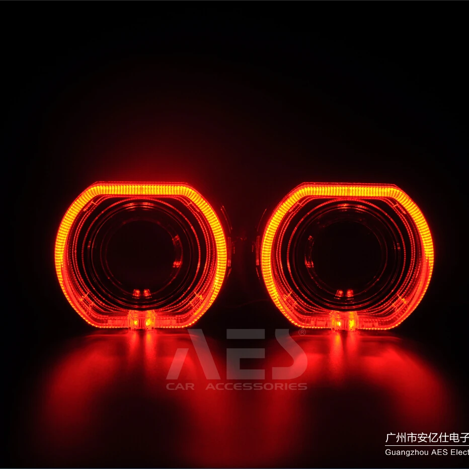AES 2.5 "3.0 بوصة B-M-W LED الديكور كفن للمصباح الأمامي HID العارض عدسة السوبر مشرق LED غطاء الضوء #6