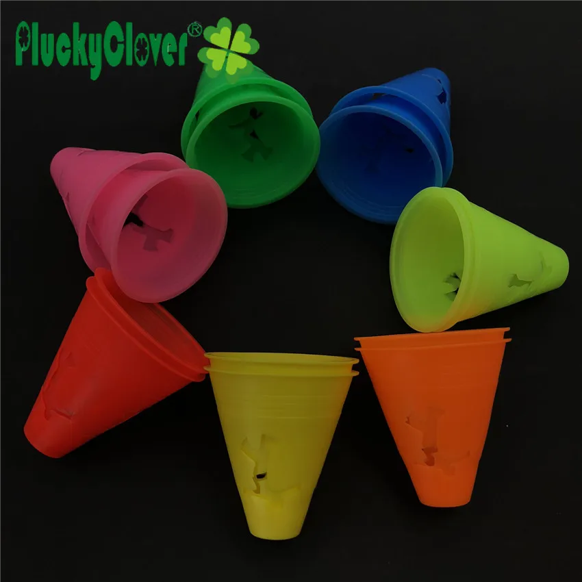 10 pcs/lot Colorful Human-figure Holes Anti-Wind Slalom Cones Marker Roller Skating Marking Cups Luminous Skate Pile Cup Skating