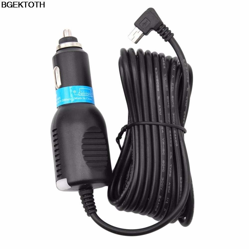 

BGEKTOTH 3.5m DC 5V 2.1A Mini USB Car Power Charger Adapter Cable Cord For GPS Car Camera 2017