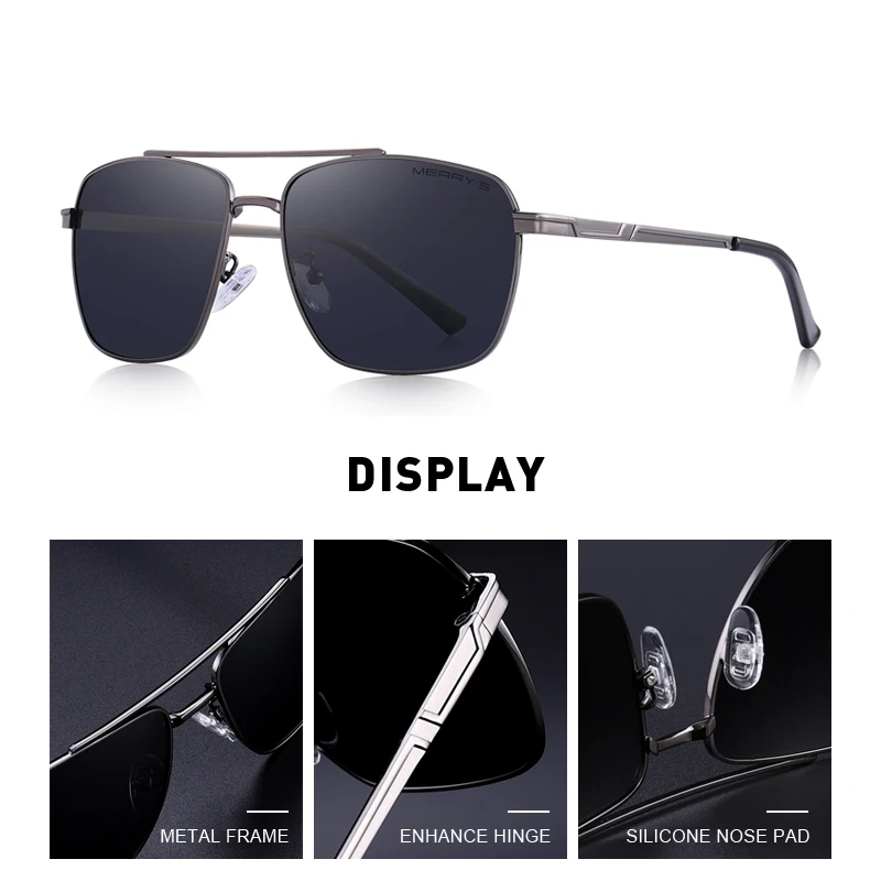 MERRYS DESIGN Men Classic Sunglasses Aviation Frame HD Polarized Sunglasses For Men Driving UV400 Protection S8150