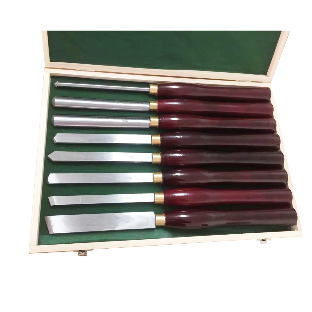 8pcs/set HSS Woodworking Turning Tool set HSS Lathe Chisel Set High Speed Steel Semicircle Knife Hand-held Wooden Turning Tool