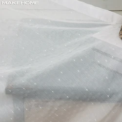 MAKEHOME Invisible Raindrop Pattern Jacquard White Sheer Tulle Curtains for Kitchen Balcony Window Blinds Modern Tulle Custom