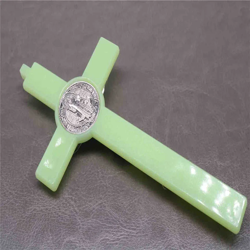 Religious plastic Christ cross pendant. Large Christ Jesus Cross Luminous Pendant Ornament.150mmx80mm