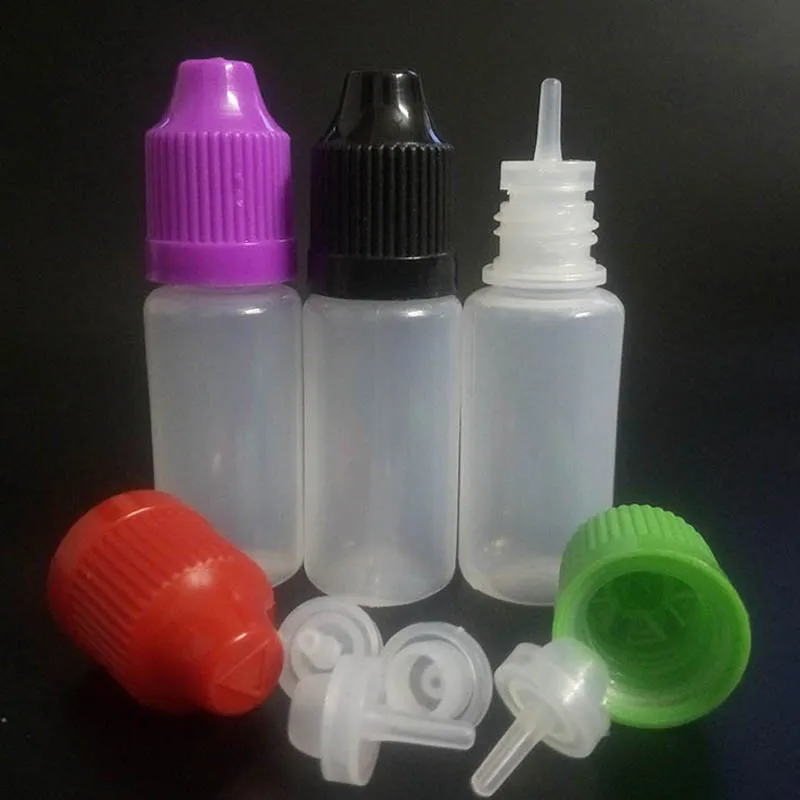 

LDPE 10ml Plastic E-Liquid Bottle With Childproof Cap & Long Thin Tip for E cigarette bottle PE Plastic E-Juice empty bottles