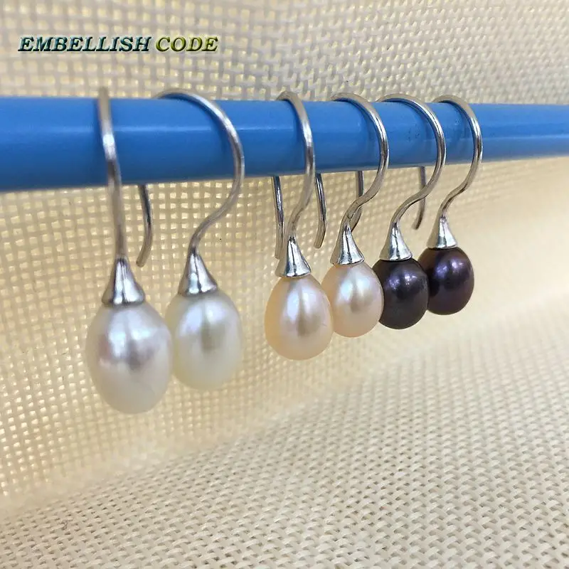 AAA+ Simple Hook Earring Natural Freshwater Tear Drop Shape Pearl With 925 Sterling Silver Flawless Fine Jewelry For Gift