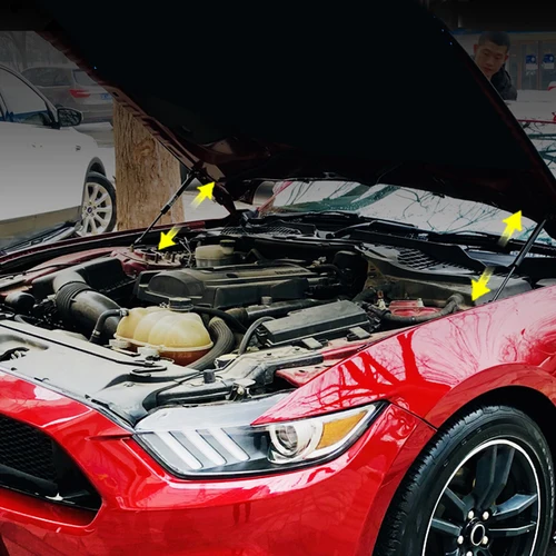 Imagen 2 del producto Postes de soporte de elevación de capó delantero para Ford Mustang, resortes de Gas, varilla hidráulica, accesorios para coche, 2015-2022
