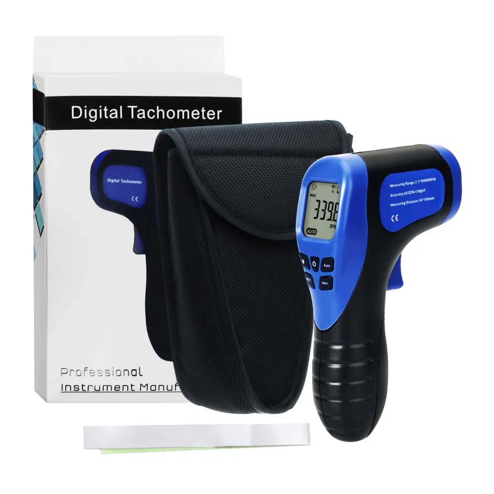 Handheld Digital Laser Non-Contact Tachometer  Rotational Speed Measuring Gun 2.5-99999 RPM, Record (60 Data) Speedometer