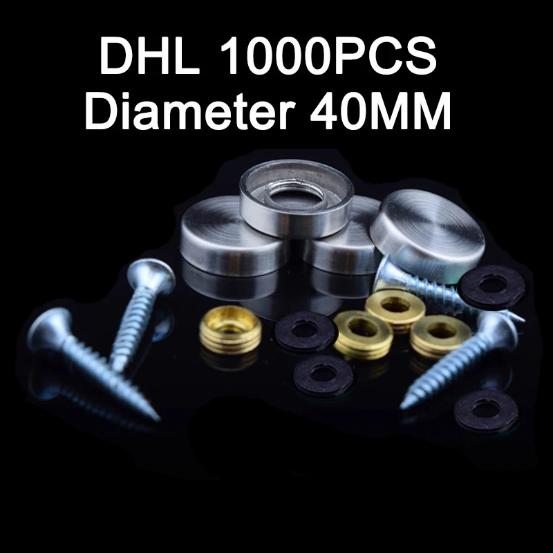 

DHL 1000PCS 40mm Diameter Advertisement Fixing Screws Standoff Covers 304 Stainless Steel Flat Mirror Screws Cover Caps KF968