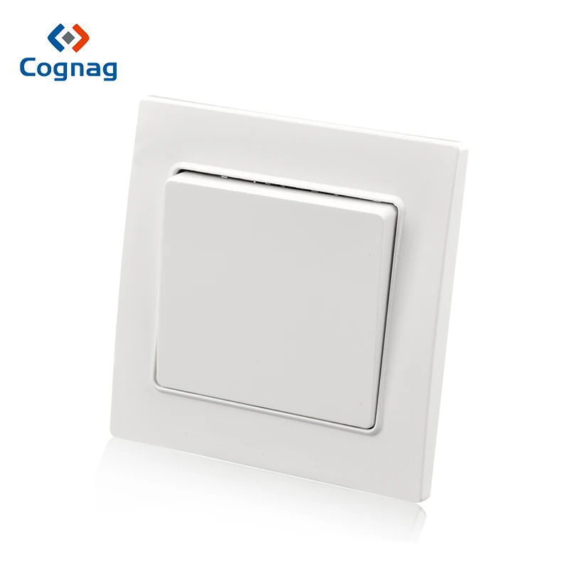 Cognag 1 Gang 2 Arah Dinding Lampu Push Button Mewah Putih PC Panel Lebar Rocker Saklar Manual