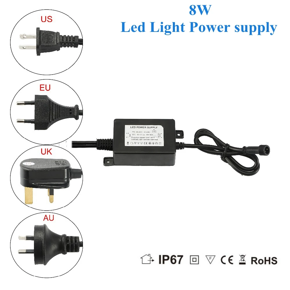 Black PC Input Voltage AC 90-260V Output DC 12V Lighting Transformers 8W High-quality LED power supply long life LED adapter