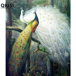 75x65cm needlework,Cross stitch,full embroidery kit,forest love bird peacock print pattern Cross-Stitch handwork painting