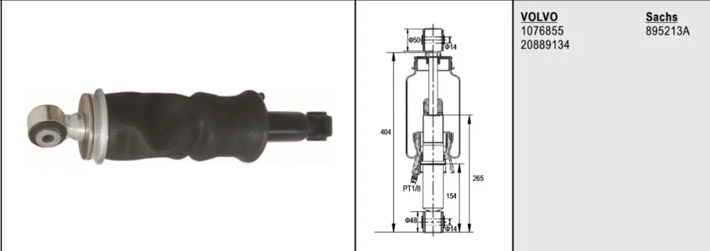 2 pcs shock absorber Auto part fit to VOLVO Truck AXLE Air suspension shocks 20889134 1076855 20721167 20889138 3172985 3198850