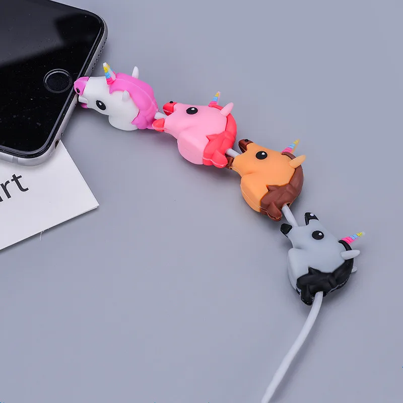 1Pcs Cute Animal unic Cable Protector Cord Wire Cartoon Protection Mini Silicone Cover Charging Cable Winder For Iphone Charger