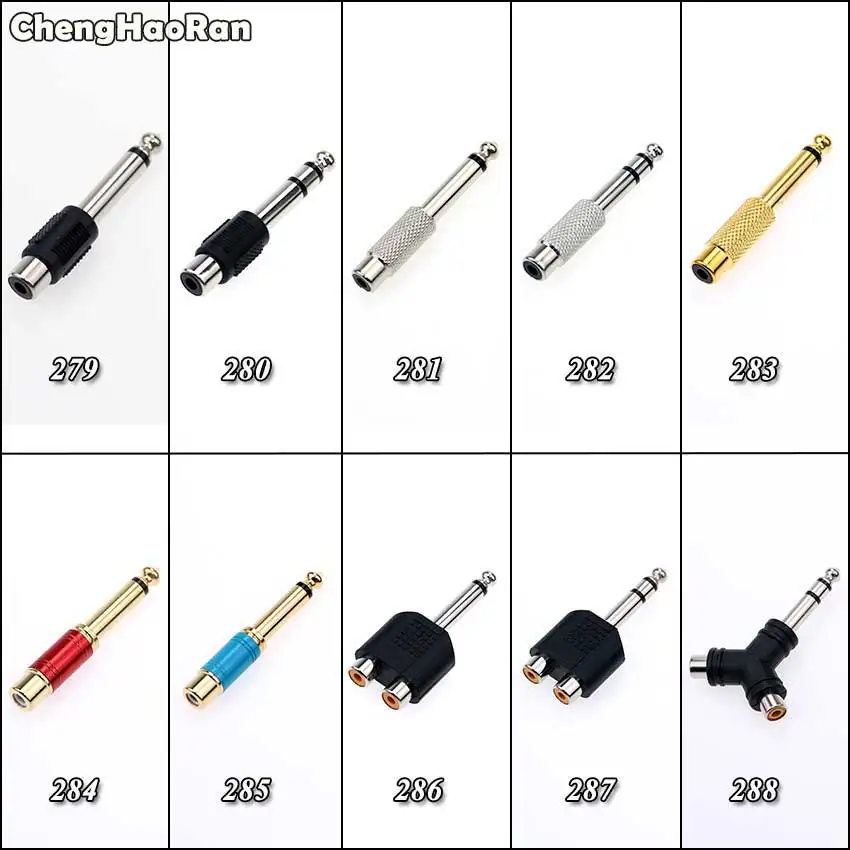 

ChengHaoRan Audio Adapter 6.35mm 1/4" Male Mono/Dual Plug To RCA Female Jack Audio Adapter Connector TS For Home KTV Use