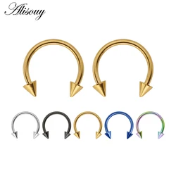 1pc Colorful Stainless Steel Horseshoe Spike Nose Septum Rings Eyebrow Tragus Ear Rings Body Piercing Nariz Jewelry Piercing