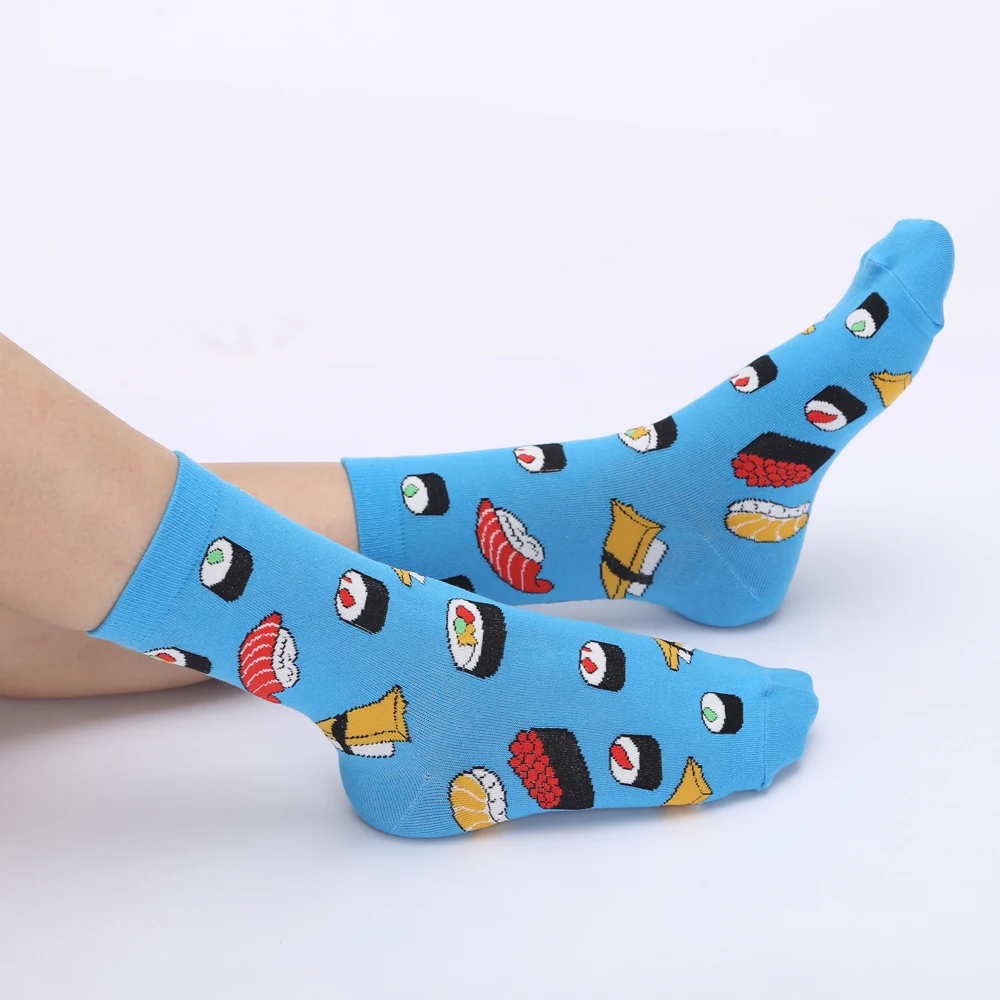 Modeager Brand Cartoon  Funny Food Pizza Hamburger Sushi Alien Cotton Men Socks Colorful Novelty Hip hop Skate Socks for Men