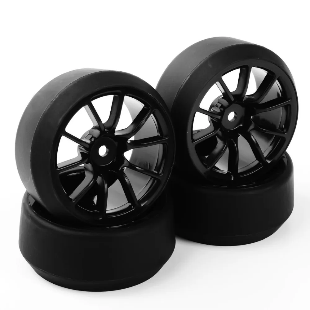 1/10 Wheel Rim Drift Tires RC Drift Tires Wheel Rims for HSP 1:10 RC On-Road Car C12NK+PP0370 6mm Offset