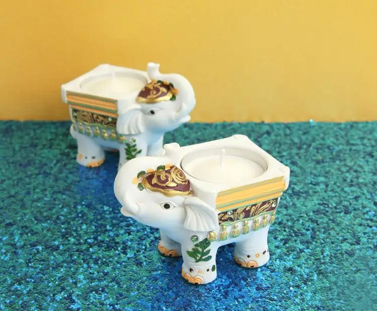 Free Shipping 100pcs Anniversary favors Resin Lucky Colorful Elephant Tealight Candle Holder for wedding gifts SN1978