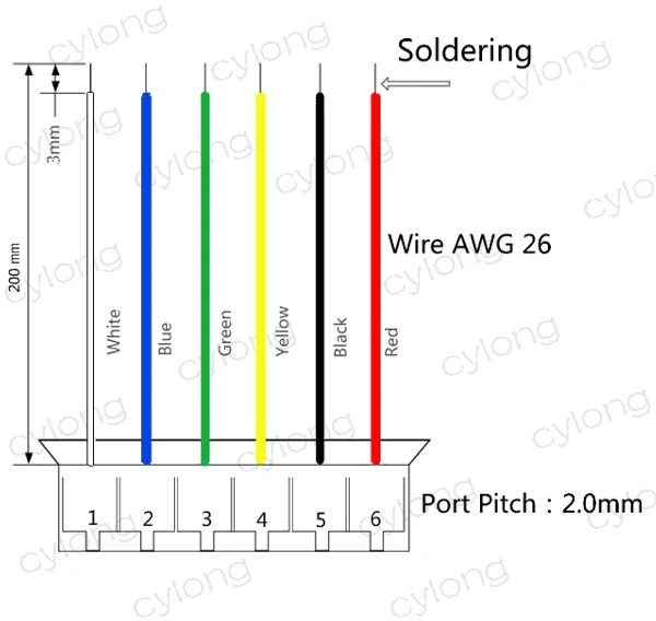 Mini. Micro JST 2.0mm T-1  6-Pin Connector w/.Wire x 10 sets.6pin 2.0mm