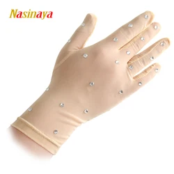 Nasinaya Figure Skating Kids Gloves Custom Adult Mesh Fabric Competition Shiny Rhinestones Protect Both Wrists