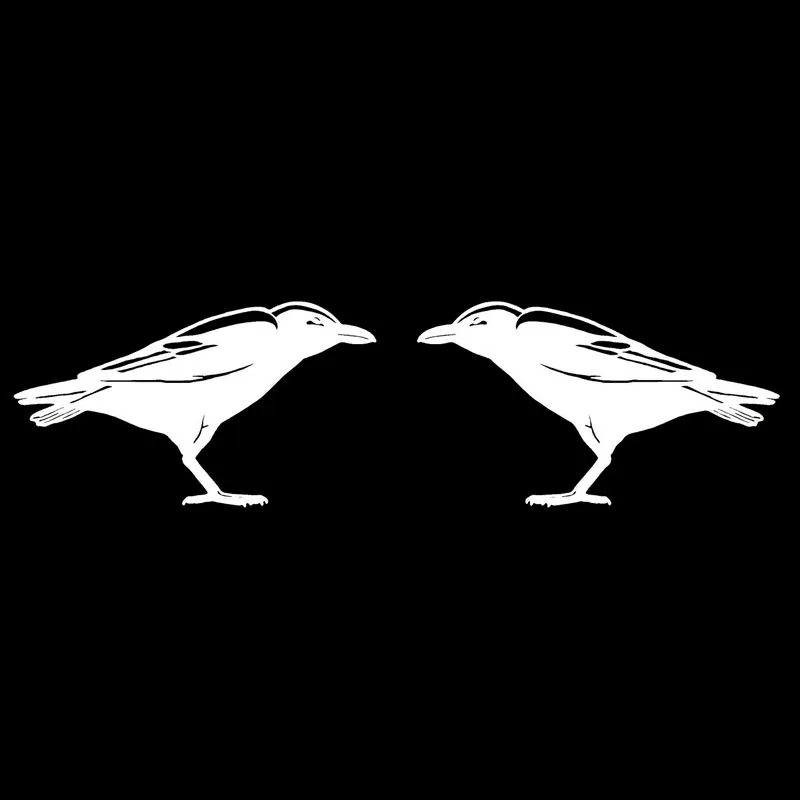 14.4X8.2CM 2X RAVEN BIRD Left&Right Funny Vinyl Decals Black Silver Car Stickers S6-2393