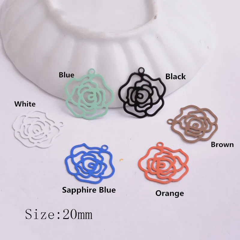 50 Stück AC2817 Messing Schwarze Blumenanhänger 20mm Kupferanhänger DIY Schmuckherstellung – Detail 1