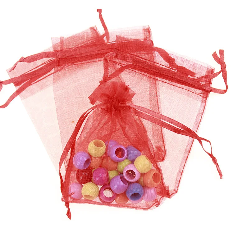 

9*12cm100pcs Red Gift Bags For Jewelry/wedding/christmas/birthday Yarn Bag With Handles Packaging Organza Bags