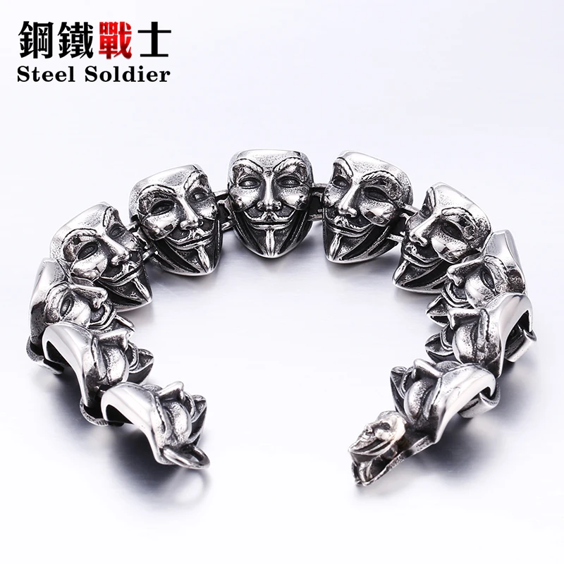 Steel soldier Movie style vendentta V men bracelet fashion high quality unqiue men jewelry