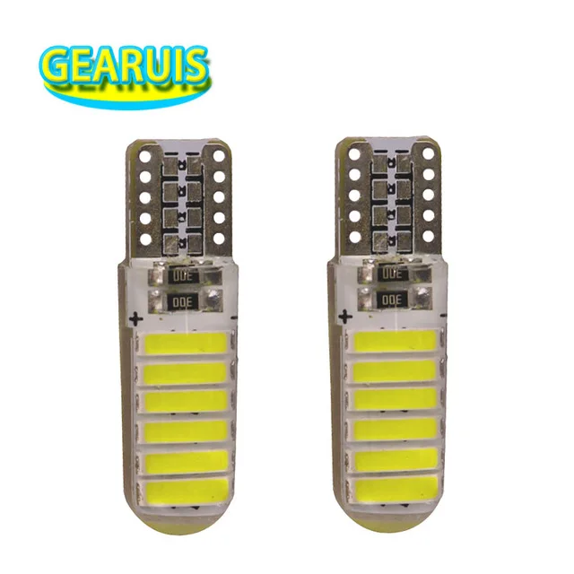 

50pcs New T10 Silicone LED 12 SMD 7020 7014 194 W5W Car Side Wedge Light Lamp Bulb Cold White 6500K Car styling 12V