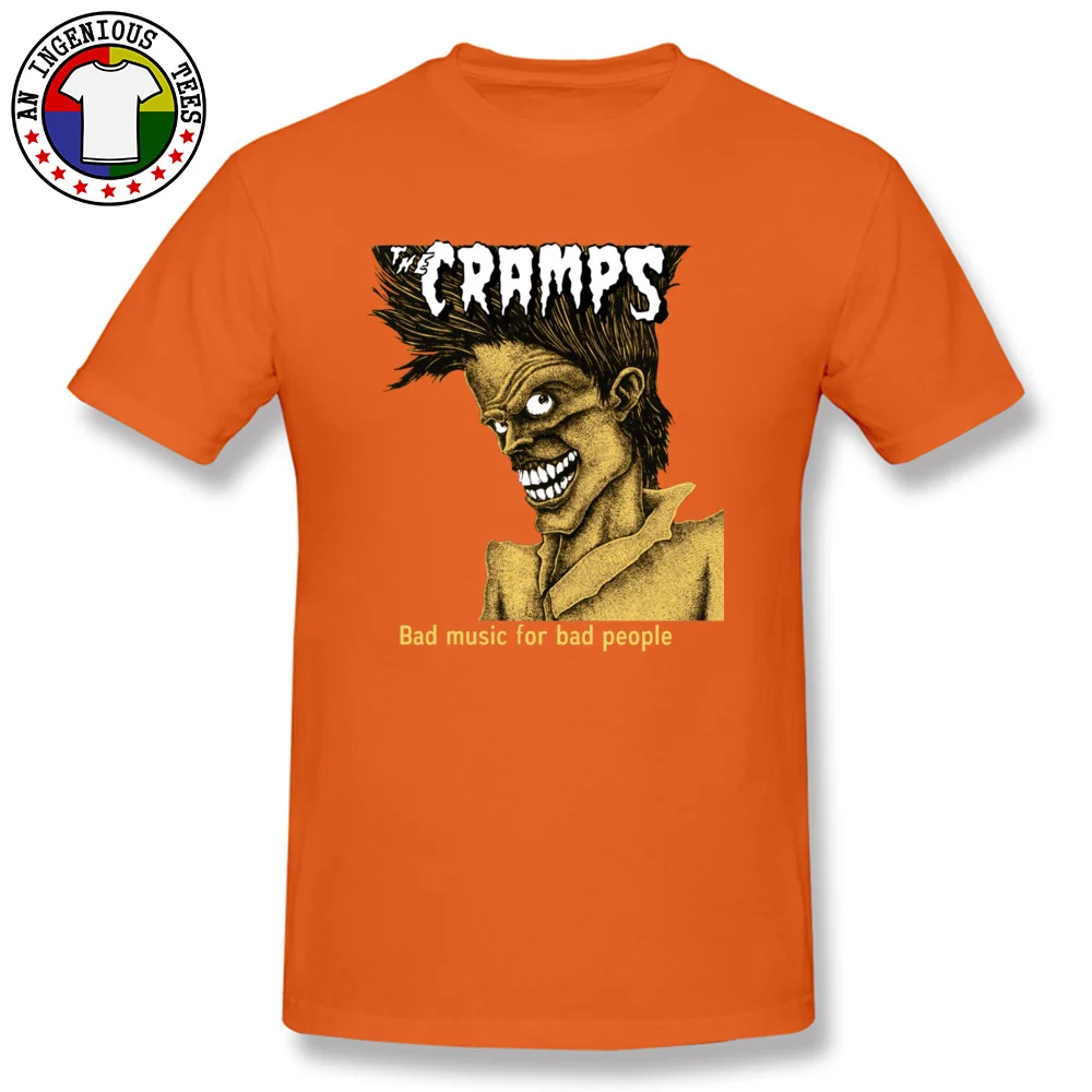 Cramps Crazy Top T-shirts HipHop Rock Music Adult T Shirt Casual Short Sleeve Clothing Shirt Bad Music For Bad People Shirts