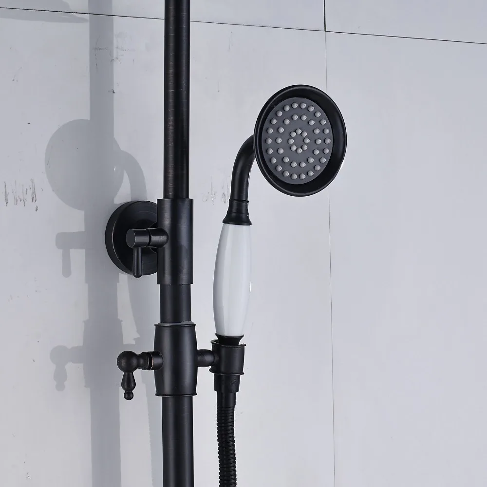 Bathroom Black Shower Set Wall Mounted Round Rainfall Shower Mixer Tap Faucet Single Handle Bath Faucet Shower Sets KD403