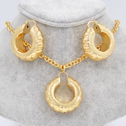 Sunny Jewelry Big Copper Hoop Women Maxi Dubai Jewelry Set Earrings Pendant Round Water Drop For Party Wedding Gift High Quality