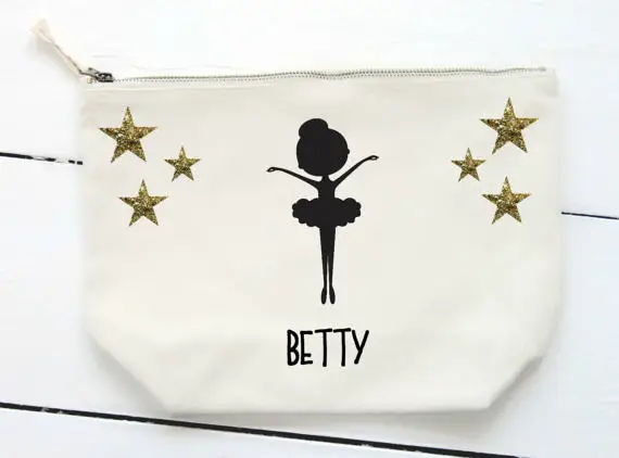 Personalised Ballet Dancer Cosmetic Make up Pouch,Storage Bags dance squad birthday New Year Christmas Party purses favors gifts