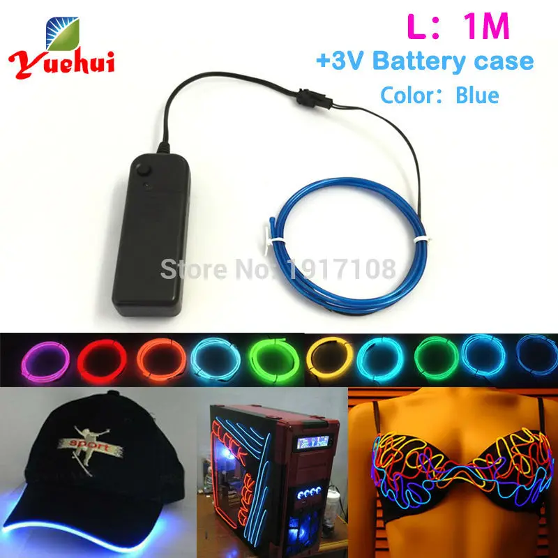 DC3V EL driver With 2.3mm Flexible 1Meter EL Wire Rope Tube Neon Cold Light for making Glow Car Party Decoration and diy Costume