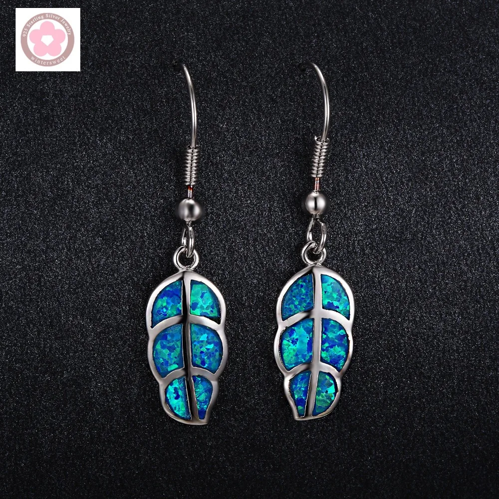 

JLE972 Jieling New design Tree Leaf Design Blue Opal Women Dangle Earrings Fashion Jewelry gift