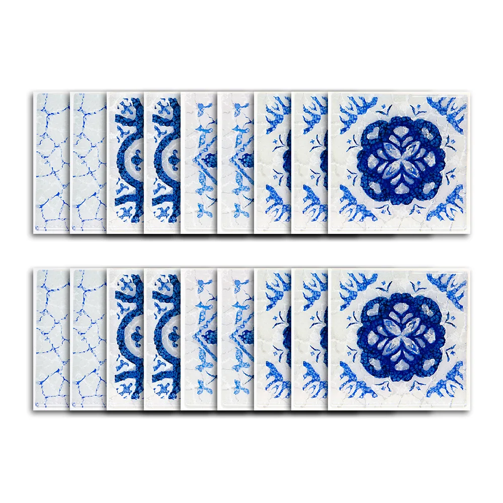 

Funlife 3 sets Home Decoration Blue and White Mosaic Mosaic Tiles Waterproof Self-adhesive Bathroom Hotel Wall Stickers MTS015