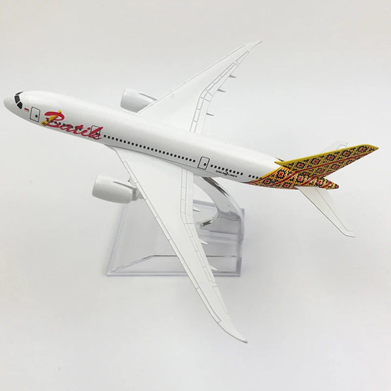 16CM 1:400 Indonesia Batik Air Airlines B787 Model with Base Metal Alloy Aircraft Plane Collectible Display Model