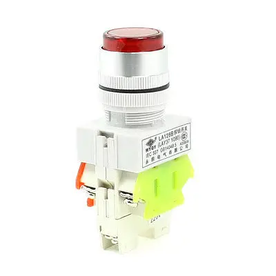 AC 660V 10A 6 Terminals Red Momentary Push Button Switch w 220VAC LED Lamp