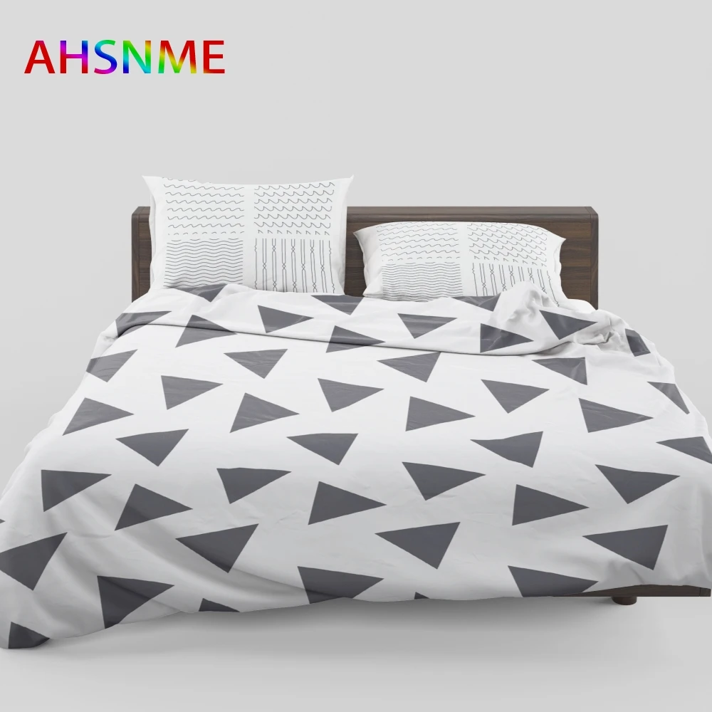 

AHSNME black and white Geometric patterns Duvet Cover Sets ropa de cama For US AU EU RU Size fit and accept custom patterns