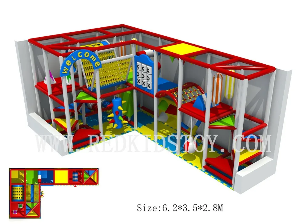 Shipped to Holland  Small Sized Indoor Soft Playground for Restaurant Wooden Packing HZ-180410A