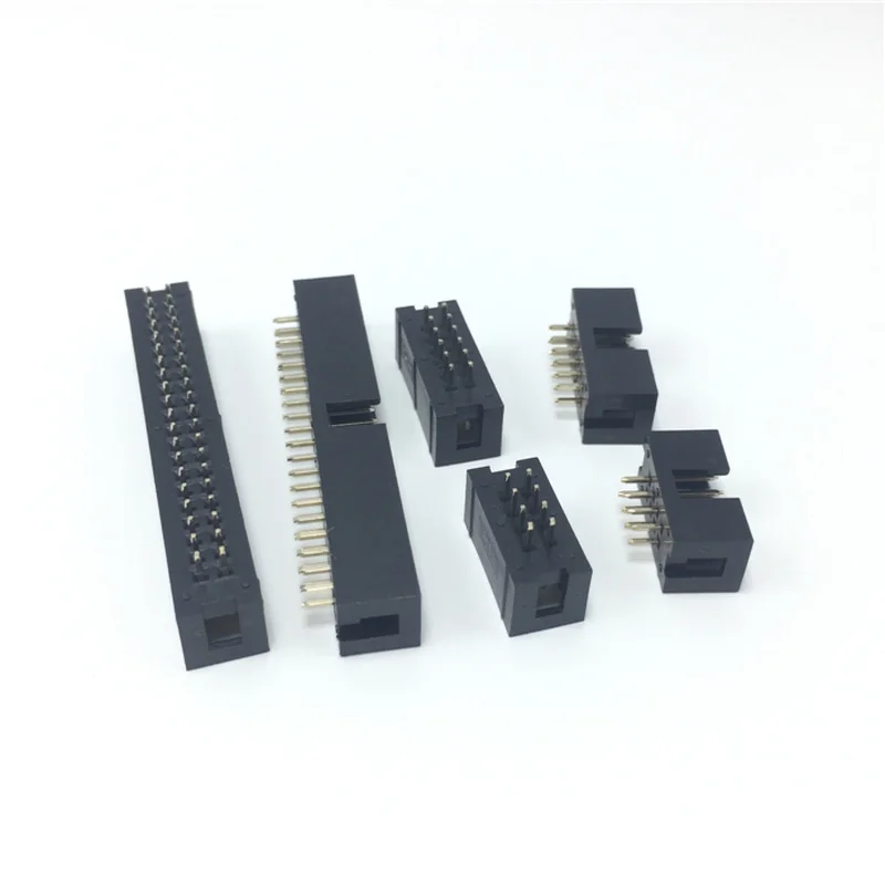 

100PCS 2.54mm DC3 6/8/10/14/16/20/26/30/34/40/50 Pin 2x3/4/5/7/40P 50Pin Straight Male Shrouded PCB IDC Socket Box Header JTAG