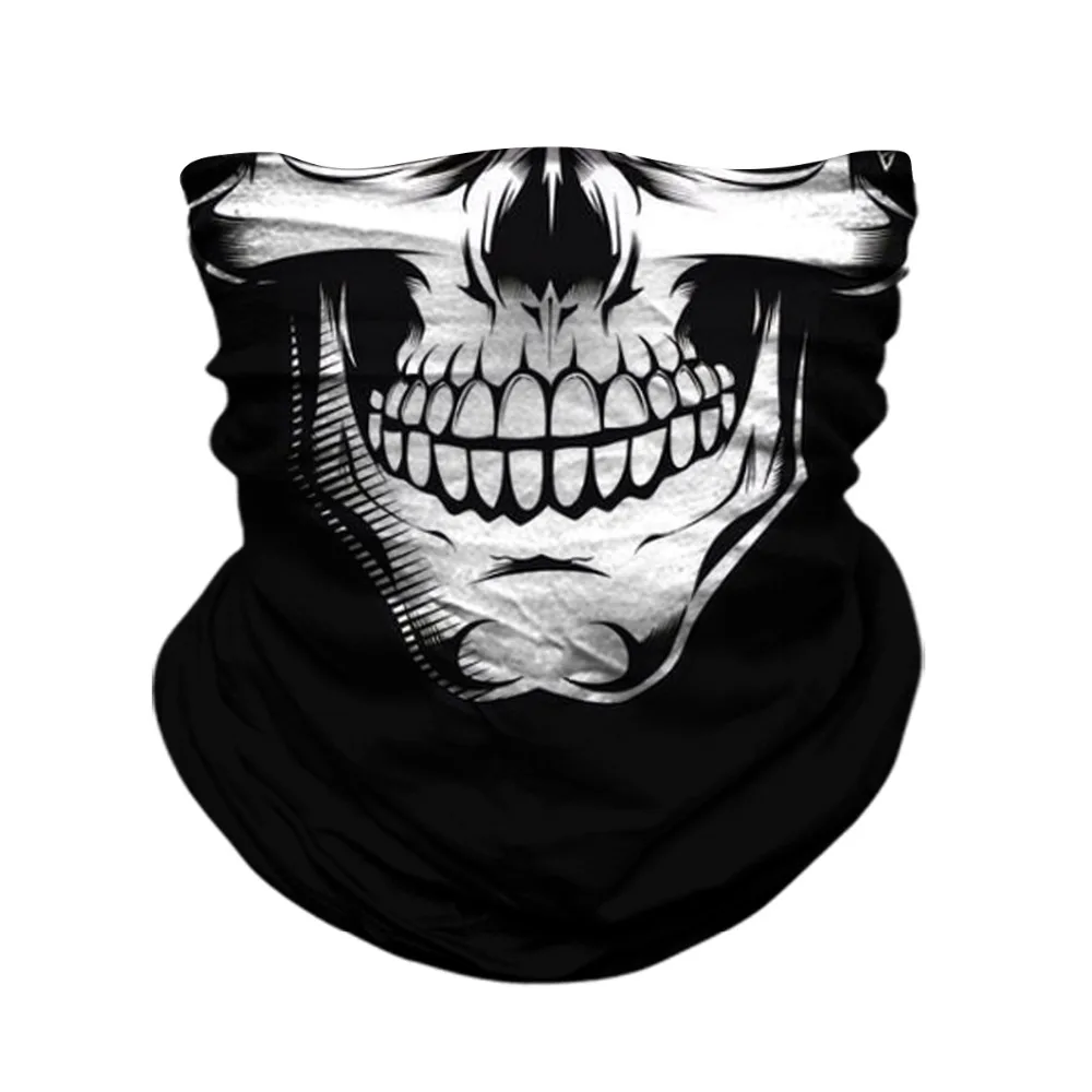 BJMOTO Balaclava 3D Seamless Skull Ghost Face Shield Motorbike Bicycle Neck Scarf Anti-UV Windproof Skeleton Sports Bandana