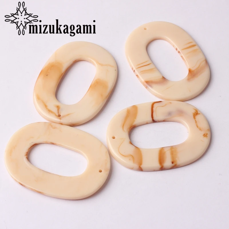 White Smooth Acetic Acid Resin Round Circle Oval Charms 6pcs/lot For DIY Fashion Drop Earrings Making Finding Accessories