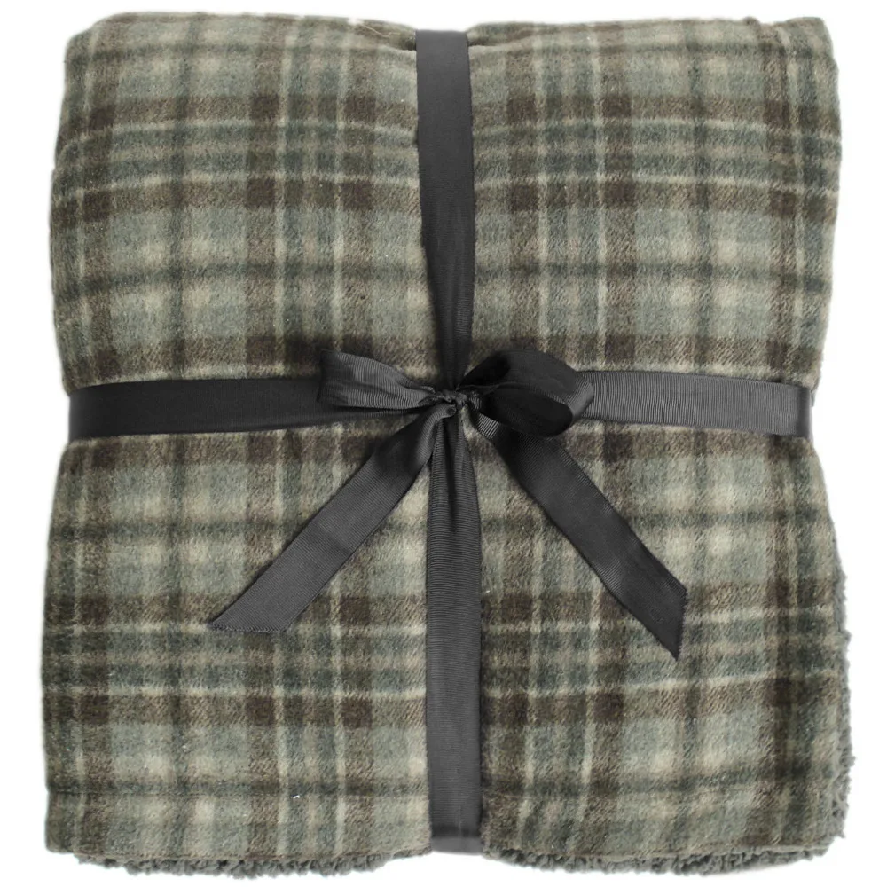 Promotion Coffee Plaid with Soft fabric Blanket Throw Warm and Warm Throw