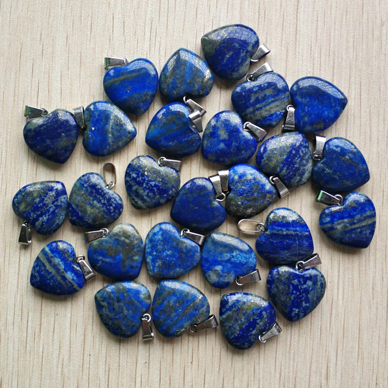 Fashion high Quality natural Lapis Lazuli love heart  charms pendants for DIY jewelry making 20mm 24pcs/lot Wholesale