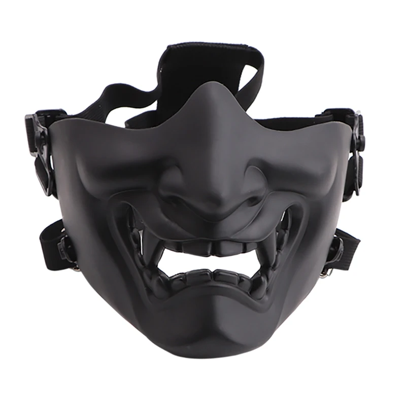 

Scary Smiling Ghost Half Face Mask Shape (Tactical) Headwear Protection Halloween Costumes Accessories Adjustable