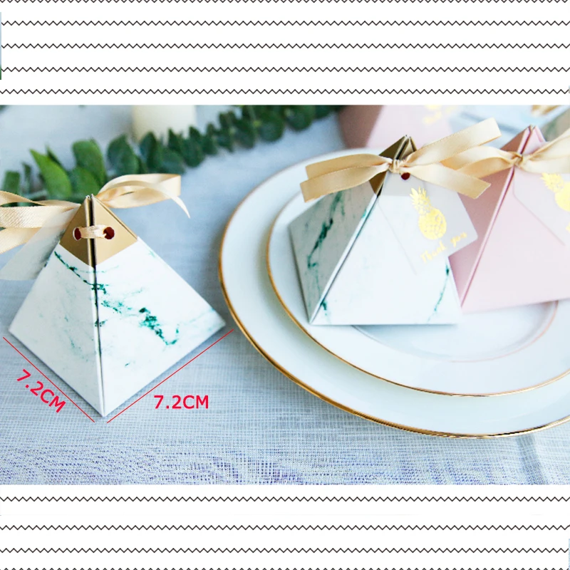 RMTPT 100pcs/lot  High-quality Triangular Pyramid Style Candy Box Baby  Shower Wedding Favors Party Supplies Paper Gift Boxes