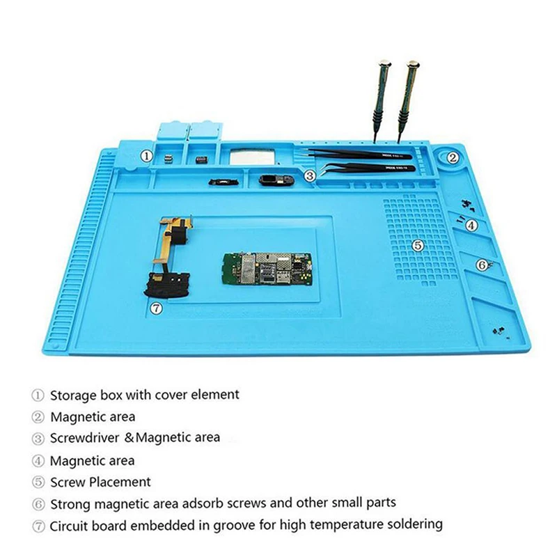 45x30cm Heat Insulation Silicone Pad Desk Mat Maintenance Platform for BGA Soldering Iron Repair Station with Magnetic Section