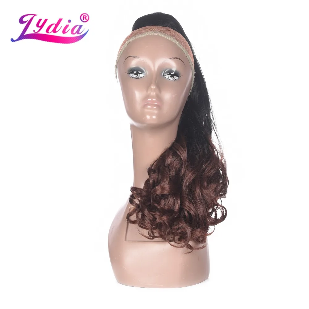 Lydia-cabello rizado hinchable sintético, extensiones largas de cola de caballo con dos peines de plástico, disponible en todos los colores, Rubio,